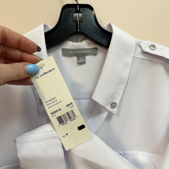 NWT White My Collection Button-Up Blouse - Picture 2 of 3
